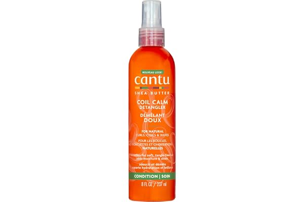 Cantu Soin Démêlant et Apaisant Coil Calm pour Boucles et Cheveux Naturels, au Beurre de Karité, 237 ml (l’Emballage Peut Varier)