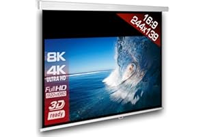 ALPHAVISION*BUSINESS SlenderLine Beamer Leinwand 244 x 139 cm | Format 16:9 | 1.2 Gain | FULL-HD 4K 8K & 2D/3D geeignet | manuelle Rolloleinwand für Heimkino & Präsentation | 4-kant Gehäuse - direkte Decken- bzw. Wandmontage | Aufrollmechanismus mit mehrfach Arretierung