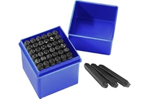 Gueenky 36 Piezas Números de Perforado, 5 mm Letras Perforadas, Alfabeto A-Z, Número 0-9, Letras Perforadas de Metal, Números Perforados para Estampar Metal Plástico Madera Cuero