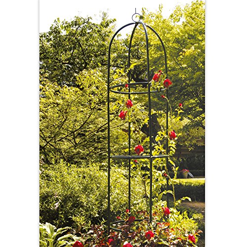 Rosensäule Rankhilfe Ranksäule Wuchshilfe Rosenbogen 185 cm hoch Ø 40 cm aus wetterresistentem Metall in grün