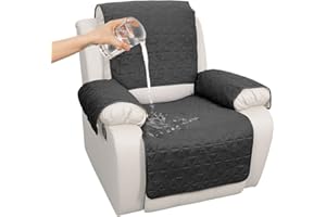 DUJUIKE Wasserdicht Sesselschoner Sesselauflage mit Armlehnen, Sesselschoner Bezug für Relaxsessel, Möbelschutz für Kinder, Hunde, Katzen (Schwarz, 4 Stück (2 Stück 48 X 58cm + 2 Stück 58 X 89cm))