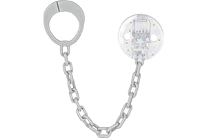 babynova Dummy Chain with Clip - Dummy Holder Compatible with Dummies with Ring - Pram Accessories - BPA-Free - Blue Stars
