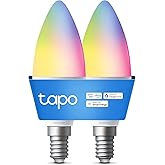 Tapo L430C(2-pack) - Bombilla conectada WiFi, Bombilla LED E14 Multicolor 2500K-6500K, Regulable 40W 470Lm, Funciona con Alex