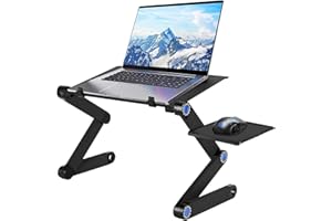 U-Kiss Table de Lit Pliable - Table Pliable en Alliage Aluminium Table de lit Compacte et Légère pour PC Portable, Plateau Support de Lecture inclinable pour canapé, Livre, Magazine et Petit Déjeuner