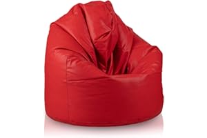 Bepouf - Pouf a Sacco Morbido in Ecopelle con Imbottitura in Palline di Polistirolo, Poltrona a Sacco Adatta per Camera e Salotto - Dimensione Media 110x70, Colore Rosso