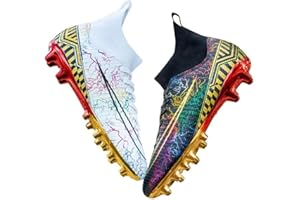 WOWEI Crampons de Foot Homme Professionnel Chaussures de Football Homme Garçon High Top Spike Crampons Antidérapant Athlétisme Entrainement Chaussures de Sport Adolescents