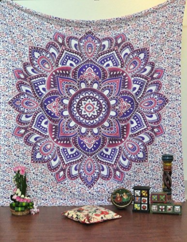 Handicrunch Ombre Mandala Tapestries Hippy Hippie Wall Hanging Wall Tapestries Indian Mandala Tapestries Bohemian Tapestry Sofa Cover Beach Blanket Dorm Decor Wall Art - 4