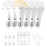 Noger USB Rechargeable Light Bulbs with Remote and Timer, 3 Color Temperatures Dimmable Battery Operated Light Bulb, A21 2000