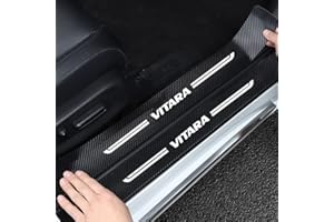 AYBEN 4 Pezzi Battitacco in Fibra di Carbonio, per Suzuki Vitara Logo 2015 2017 2018 2019 2020 2021 Auto Accessori Protezione Esterna del battiscopa del davanzale della Porta