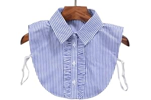 Hotaden Femmes Stripe Denim avec col en Dentelle col de Chemise de Faux Cravate Vintage Collier détachable Faux col Revers Chemisier Top