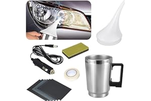 MILIWAN Kit de Rénovation de Phares Voiture, Renovateur Phare Voiture avec Coupe d'atomisation, papiers abrasifs, Kit Réparation Phare pour Les phares oxydés, embués et Jaunes