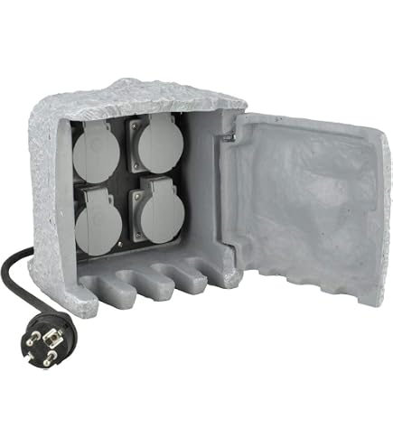 Bakaji Outdoor Steckdose – Wasserdicht IP65, Mit Klappe & Kinderschutz – Aus Feuerfestem ABS Für Garten & Terrasse