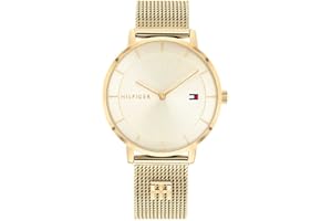 Tommy Hilfiger Reloj Analógico de Cuarzo para Mujer con Correa de Malla de Acero Inoxidable - Disponible en Plata, Oro, Oro Rosa o Azul Marino