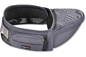 SONARIN Transpirable Ergonómico Portabebé Asiento de Cadera,Portador de Bebé Multifuncional Taburete de Cintura Ligero con Bolsillo Lateral para Bebé Niño Pequeño 0-36 Meses(Gris)