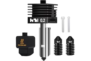 HIKUDIY Hotend in acciaio temprato da 0,2 mm per Bambu Lab H2D, testina di stampa per estrusore con ugello extra da 0,4 mm e 0,6 mm, ugello rimovibile di ricambio rapido, design hot end per stampante