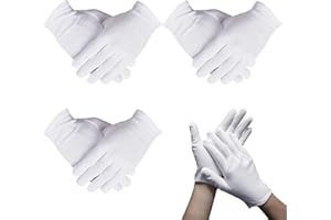 Ormromra Białe bawełniane rękawiczki ochronne, rękawice ochronne, wielokrotnego użytku, oddychające, do badań biżuterii, suche ręce, codzienna praca