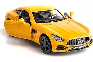 RMZ City 1/36 Scale Benz AMG GT Car Model, Zinc Alloy Die-Cast Pull Back Vehicles Kid Toys for Boy Girl Gift (Yellow)