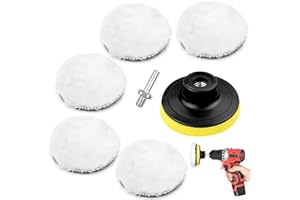 Newpop 7 Pezzi Kit Lucidatura Auto per Trapano, 80 mm Tamponi Lucidatura Auto Lana, Dischi per Lucidare Professionali per Auto Bellezza Pulizia Lucidatura Ceretta, con M10 Adattatore Trapano