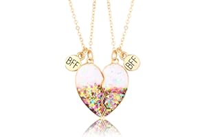 CERSLIMO Best Friend Necklace - Matching Heart Friendship Necklace for 2 Girls, Kids' Birthday &