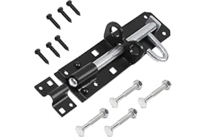 ZAVIA Brenton Bolt Door Lock | 6" (152mm) Black Powder Coated Gate Bolts for Wooden Gates | Strong Sliding Bolt Lock for Garden, Shed, Barn & Storage Doors