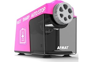 ‎AFMAT AFMAT Elektrischer Anspitzer, 6 Löcher Robust Große Kapazität Automatischer Bleistiftspitzer für Dicke und Dünne Stifte 6-11mm,Desktop Aufladbar Spitzer für Büro,Klassen,Schule, Künstler,kinder, Rosa