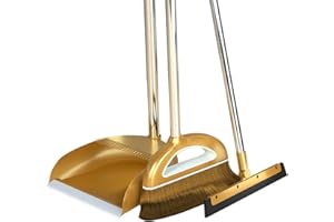 EAYOLY Set di Scopa E Paletta, 3 Pezzi Set di Paletta E Spazzola con Manico Lungo, Scopa per Lobby Leggera per Cucina, Spazzola per La Pulizia Portatile per La Casa, Cucina, Camera, Ufficio (Giallo)