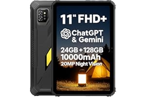 ‎BLACKVIEW Blackview Active 7 AI Outdoor Tablet, 3 KI-Modelle, 11" FHD+, 10000mAh Akku, Helle Camping-Lampe, IP68/IP69K Stossfest Tablet Robustes Android 15, 24GB+128GB, 20MP Nachtsicht, GPS WiFi, Dual SIM 4G
