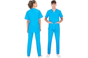 B-well Colombo Unisex-Schrubb-Set Schlupfkasack + Schlupfhose Set Medizin Arzt Uniform Schlupfjacke Oberteil mit Hose Medizinische Berufsbekleidung - Dicker Stoff