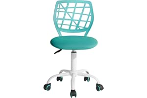 FurnitureR Silla de oficina, silla de escritorio de altura ajustable, asiento giratorio de tela, silla de trabajo ergonómica sin reposabrazos, turquesa