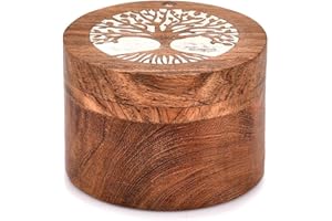 Samhita Holzurne Baum des Lebens für Menschliche und Haustier Asche - Erinnerungsbox für Hunde, Katzen (8,9 x 8,9 x 6,3 cm)