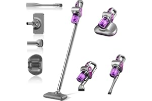 RIGMARK Cordless Vacuum Cleaner 15000pa, 4-in-1 Upright Handheld Stick Vacuum & Mattress Vacuum Cleaner with UV Light, Portable Lightweight Hoover Vacuum, Rechargeable Hoover Cordless for Car Home (Purple)