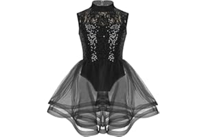 iEFiEL Vestito Danza Classica Bambina Ragazza Paillettes Body da Ballo Danza del Ventre Abito da Ballo Body Ginnastica Artistica Costumi di Danza Crop Top Gonna Dancewear