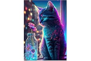 VARHHUXHA 5D DIY Crystal Diamond Art Painting, Exquisite Crystal Craft Wall Home Decoration Digital Cross Stitch Painting Kit for Adults and Children - Wait and See The cat
