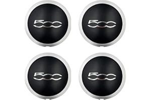 EIHI Coprimozzi per Fiat 500, 500C, 500L e 500X (2007-2023) - Accessori Copricerchi (Nero)