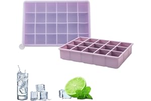 HENFUME Silikonowa tacka na kostki lodu z pokrywką, 2 pojemniki na kostki lodu, 12 przegródek i 24 przegródki, duża forma silikonowa do whisky, wina, przecierów owocowych, lodów, mrożonej herbaty (fioletowa)