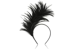 DHRUTI Nero Copricapo Piume 1920 Fascinator Cerchietto Piume Fascino Piumato Anni '20 Fascia di Capelli per Carnevale e Accessori Costume Cosplay (C)