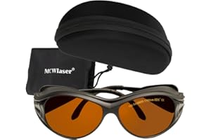 MCWlaser Occhiali di Protezione Sicurezza Laser 190-540nm & 800-1700nm per ND:Yag, Diodo, fibra, Blue, Green Laser 355nm 405nm 445nm 450nm 473nm 520nm 532nm 808nm 980nm 1064nm Tipo assorbimento EP-1