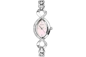 Sekonda Helena 22mm Silver Womens Cocktail Watch with Pink Mother of Pearl Stone Set Dial Analogue Display and Stone Set Bracelet