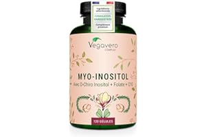 Vegavero Myo Inositol Complex | SOPK | Avec D-Chiro-Inositol, Q10, Zinc, Chrome, Vitamine B6 et B9 (Acide Folique Quatrefolic®) | Sans Additifs et Vegan | 120 Gélules