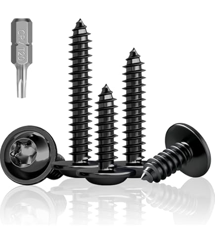 Drenky Zelfborende Schroeven Zwart, 50 Stuks M4x30mm Plaatschroeven Met Ring Torx Houtschroeven Zwart Roestvrij Staal A2 V2A