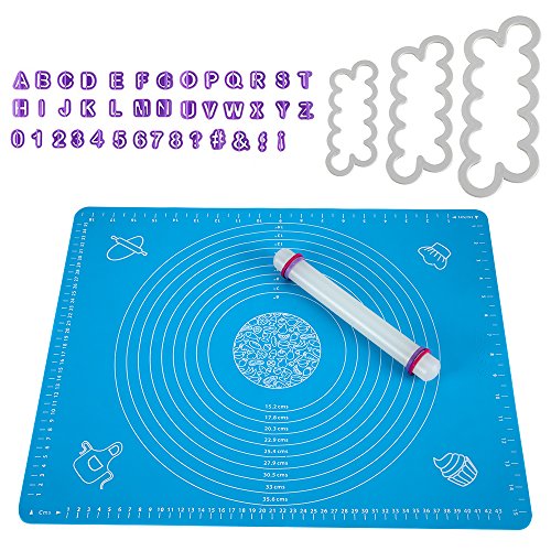 Thsinde Backmatte Rollstab Fondant Ausstecher Rosen Ausstecher,Nonstick Maße Fondant Teig Gebäck Backmatte, 50 * 40cm, für Hausfrau, Kochen Enthusiasten