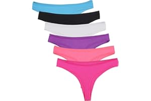 DRESHOW Donna 6 Pezzi Cotton Stretch Thongs Mutandine Femminile Semplice e Confortevole Colori Varie Lary