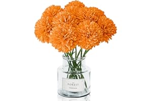 AHLMA 12pcs Flores Artificiales Decoracion Flores Secas Hortensias Artificiales Flores Plantas Artificiales Decorativas para Decoración de Fiestas en el Jardín del Hogar Decoracion Hogar(Naranja)