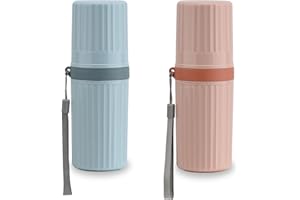 YoHyien 2 Pièces Etui Brosse a Dent Voyage, Boite Brosse a Dent Voyage Étanche, Trousse Brosse a Dent Portable, Étui de Rangement Anti-Poussière pour Voyages d'affaires, École, Camping (Bleu + Rose)