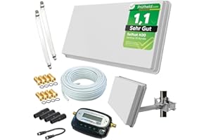 Sat Flachantenne mit Twin LNB - HD Sat-Anlage für 2 TV - Selfsat H30D2+ kompakte Antenne inkl. Fensterhalterung, 20 m Koaxialkabel, SAT-Finder & Zubehör-Set - Starke Empfangsleistung von netshop 25