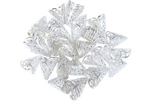 COHEALI 50 Pcs Metal Shims Beads for Bracelets Flower Spacer Beads Jewelry Making Charms Jewelry End Caps Metal Flower Cap Filigree Beads Cap Metal Bead Caps Flower Hat Hairpin Tibet