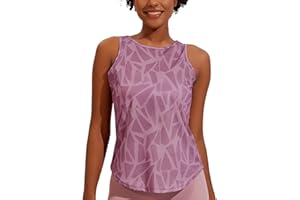 Weardear Damski top do jogi, bez rękawów, koszulka sportowa, odzież fitness, bieganie, trening, top do biegania z nadrukiem geo, rozmiar S-XXL