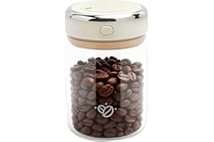 KQDRAVINE Vakuum szklany pojemnik na kawę hermetyczny, 1,1L szczelna puszka na kawę z zaworem wypustowym i wyświetlaczem daty, pojemnik na ziarna kawy z wysokiej jakości szkła, hermetyczny pojemnik na kawę do