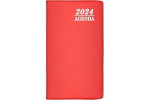 POWERSELL SRLS Diario 2024 – Agenda 2024 Settimanale Formato Pocket 10x18 cm - Copertina Morbida Similpelle – Agendina da Borsa Verticale, con Calendario, Planner, Convertitore Misure (2024 ROSSO)