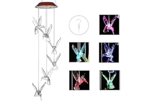 ‎IMAGE IMAGE Solarlampe LED Windspiel Licht Bunte Gartenleuchte mit Farbwechsel Garten Deko für außen (Vögel) Geschenke für Frauen